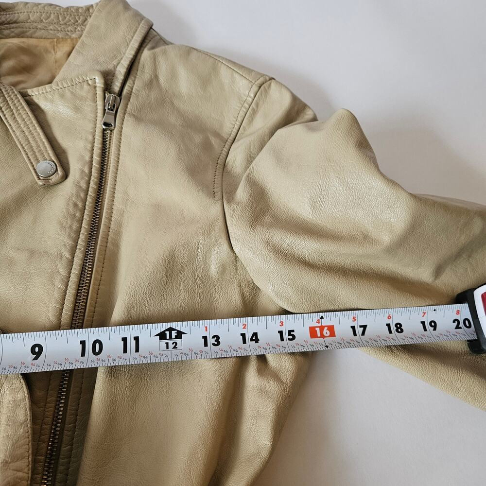 Y2k Euro Trench Coat Beige Caracetre Longline Vegan Leather - Small - Picture 4 of 5